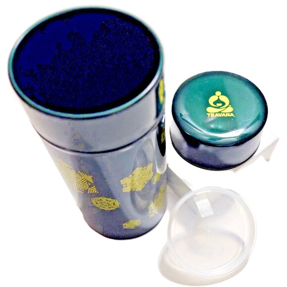 Green w/Gold Snowflakes Holiday Special Edition  Teavana 8oz Tea Tin with Lid - Picture 2 of 4